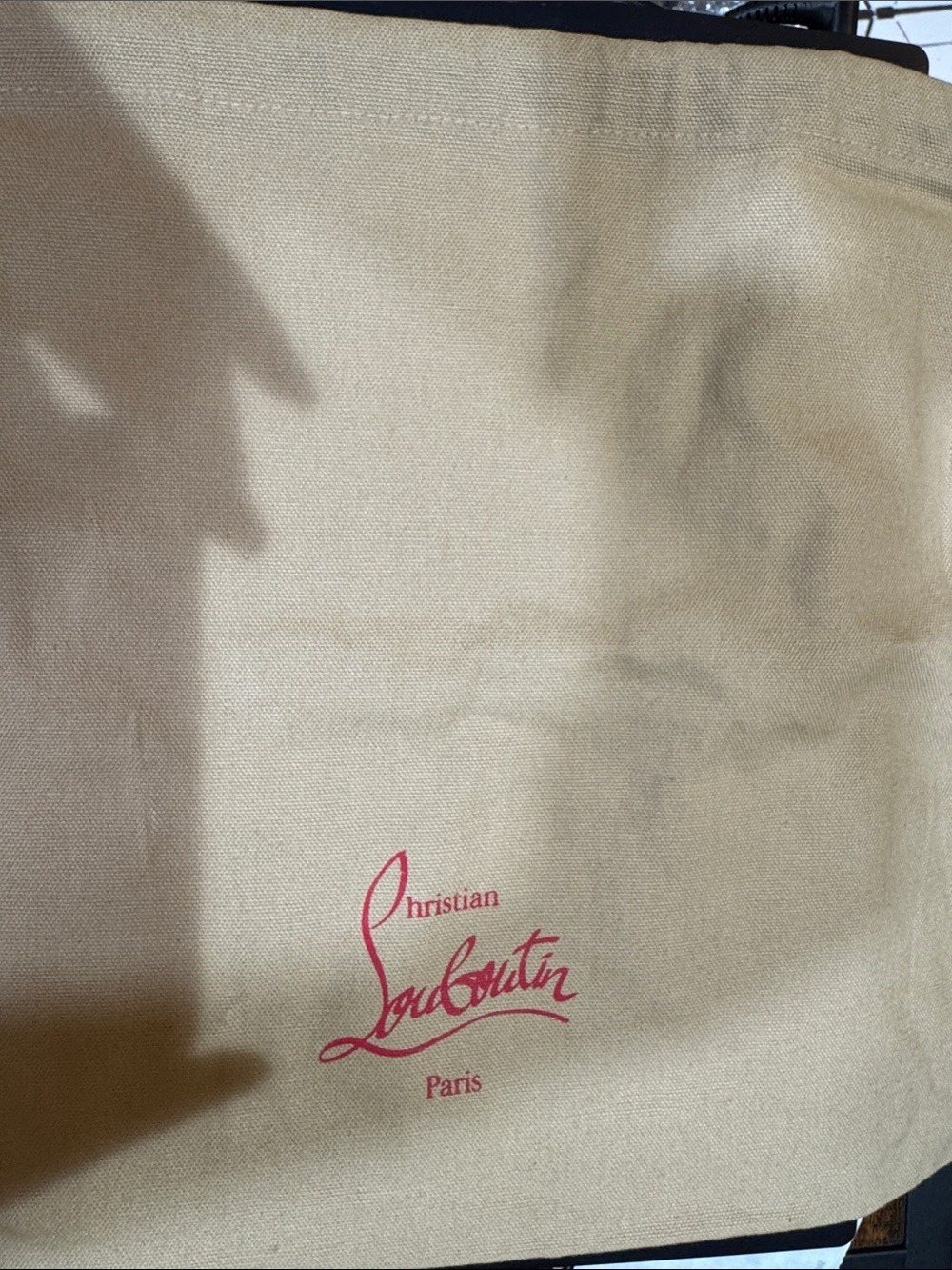 Christian Louboutin Beige Canvas Dust Bag with Red Logo